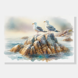 Coastal Seagulls Watercolor Seascape Foam Board