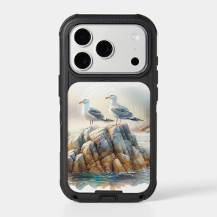 Coastal Seagulls Watercolor Seascape iPhone 17 Pro Case