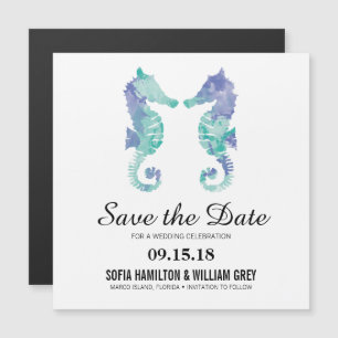 Coastal Seahorse Watercolor Save the Date Card