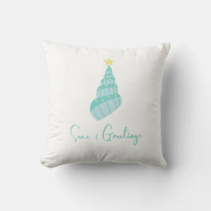 Coastal Seas and Greetings Shell Throw Pillow