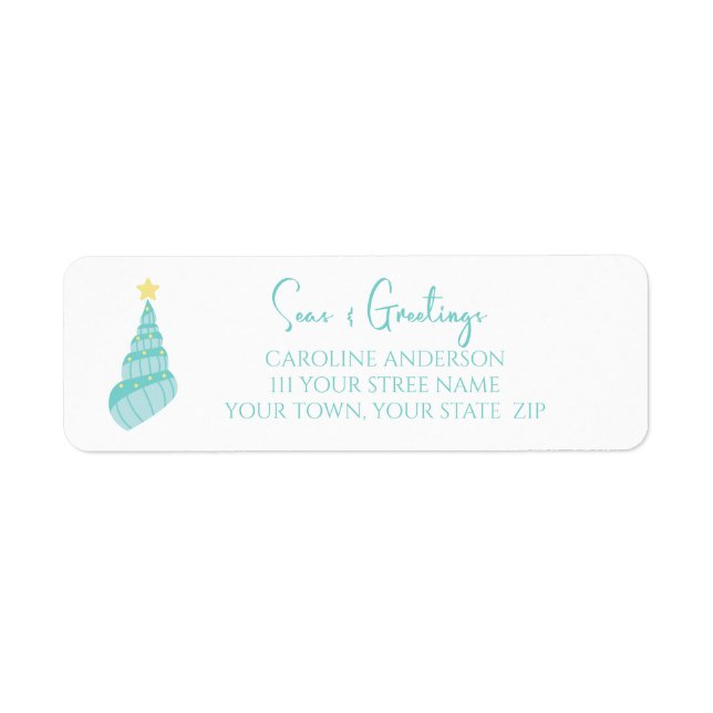 Coastal Seas and Greetings Shell Tree Label (Front)
