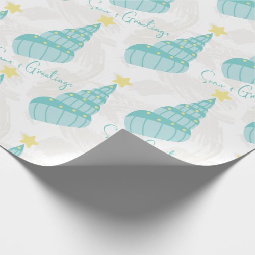 Coastal Seas and Greetings Shell Tree  Wrapping Paper