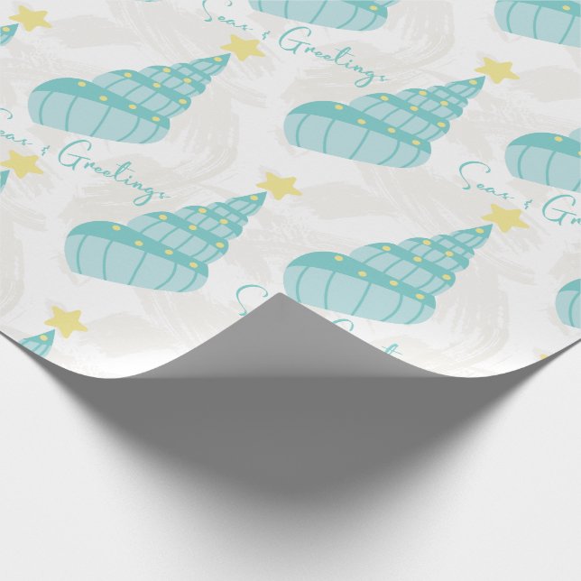 Coastal Seas and Greetings Shell Tree  Wrapping Paper (Corner)
