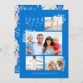 Coastal Seas & Greetings Blue Ocean Photo Frame Holiday Card (Front/Back)