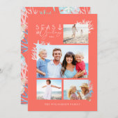 Coastal Seas & Greetings Coral Ocean Photo Frame Holiday Card (Front/Back)