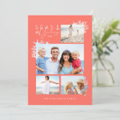Coastal Seas & Greetings Coral Ocean Photo Frame Holiday Card (Standing Front)