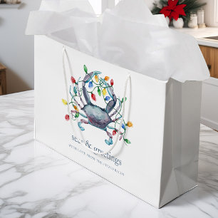 Coastal “Seas & Greetings” Crab Holiday Large Gift Bag