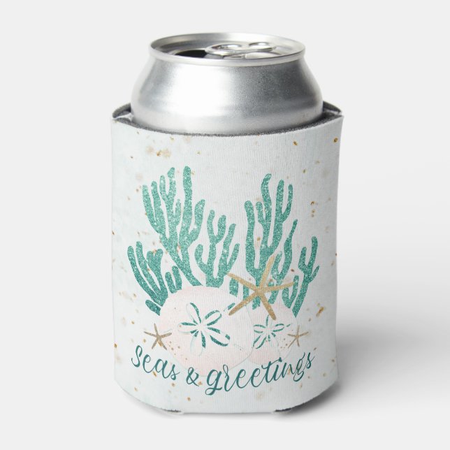 Coastal SEAS & Greetings Glitter Coral Starfish Can Cooler (Can Front)