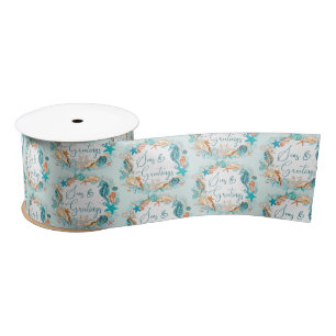Coastal SEAS & GREETINGS Seahorse Shells Satin Ribbon