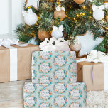 Coastal SEAS & GREETINGS Seahorse Shells Wrapping Paper<br><div class="desc">Coastal or beach themed Christmas holiday season roll of wrapping paper featuring watercolor seahorses, starfish, shells and ornaments accented with faux glitter icons and the greeting SEAS & GREETINGS in modern handwritten script typography in turquoise, teal, golden brown and white on your choice of background color (shown in light turquoise)....</div>
