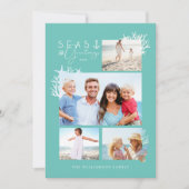 Coastal Seas & Greetings Teal Ocean Photo Frame Holiday Card (Front)