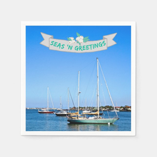 Coastal Seas n Greetings Sailboats on the Bay Napkins (Front)