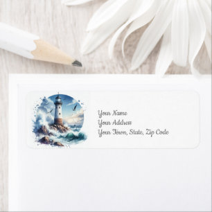 Coastal Seascape Lighthouse Label