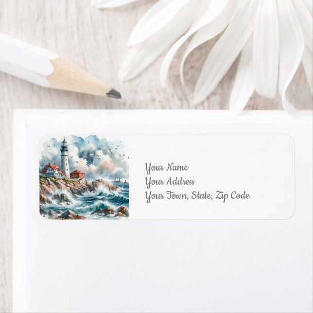 Coastal Seascape Lighthouse Label (Insitu)