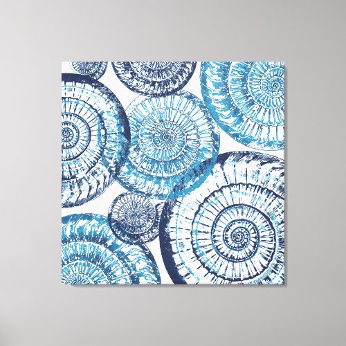 Coastal Seashell Abstract Blue White Canvas Print