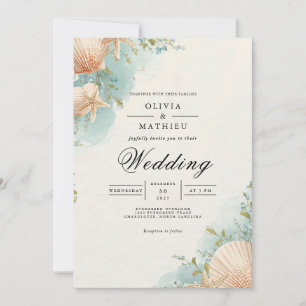 Coastal Seashell Arch Wedding Invitation