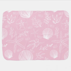 Coastal Seashell Baby Blanket with Name