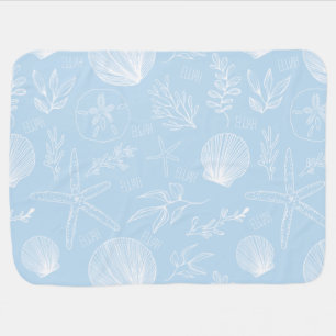Coastal Seashell Baby Blanket with Name