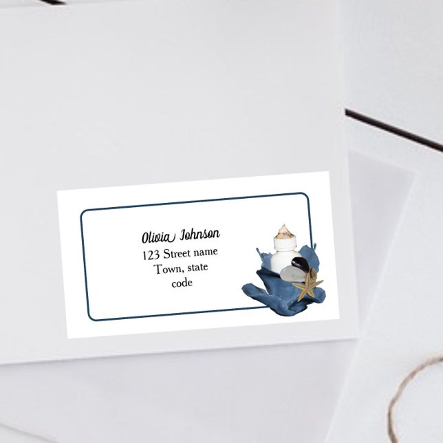 Coastal seashell beach blue iris elegant modern label (Creator Uploaded)