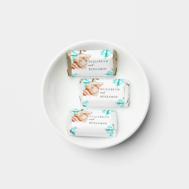 Coastal Seashell Beach Wedding Tropical Hershey's Miniatures (Plate)