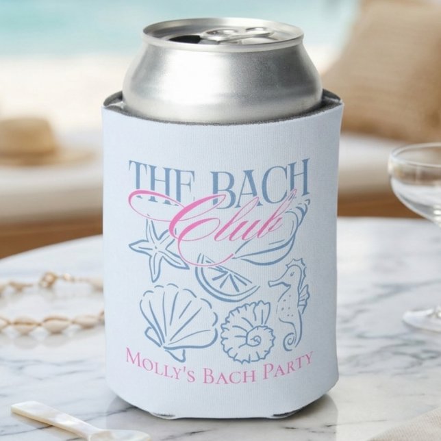 Coastal Seashell Blue Bachelorette Can Cooler (Coastal Seashell Blue Bachelorette Can Cooler)