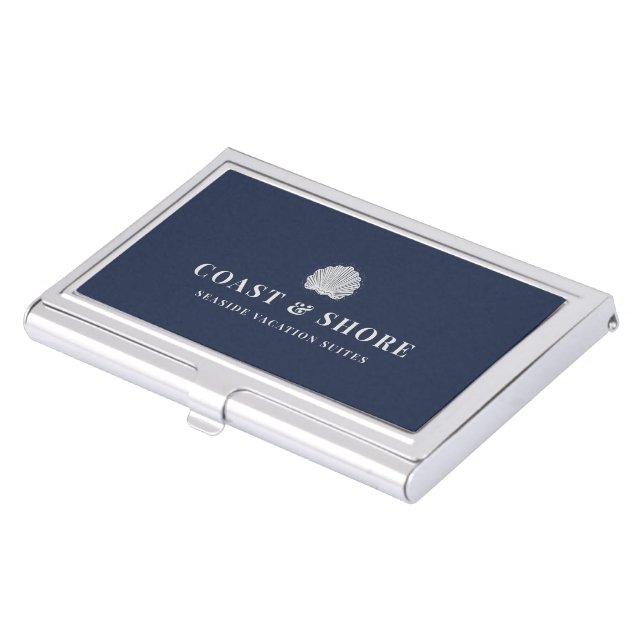 Coastal Seashell Brand Logo Business Card Case (Front)