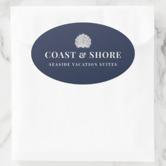 Coastal Seashell Brand Logo Oval Sticker