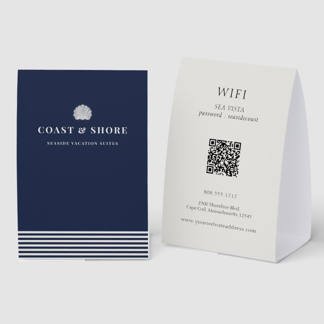 Coastal Seashell Brand Logo Paper Table Tent (Front/Back)