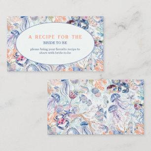  Coastal Seashell Bridal Shower Share Recipe  Enclosure Card