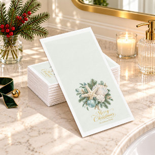 Coastal Seashell Christmas Paper Guest Towels