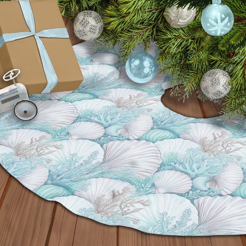 Coastal Seashell  Coral Pattern3 ID1009 Brushed Polyester Tree Skirt