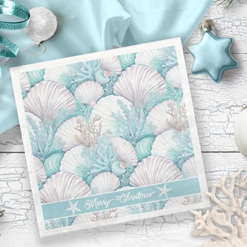 Coastal Seashell  Coral Pattern3 ID1009 Paper Dinner Napkins