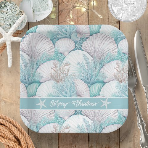 Coastal Seashell  Coral Pattern3 ID1009 Paper Plates