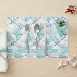 Coastal Seashell & Coral Pattern#3 ID1009 Placemat