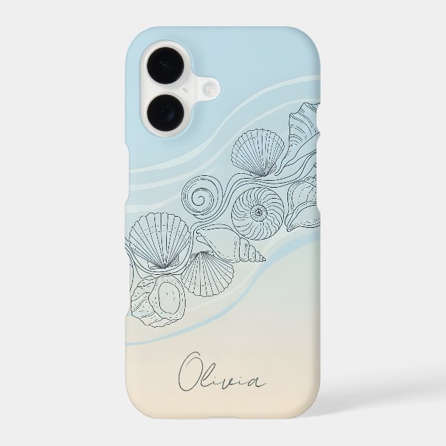 Coastal Seashell Line Art iPhone Case (Back)