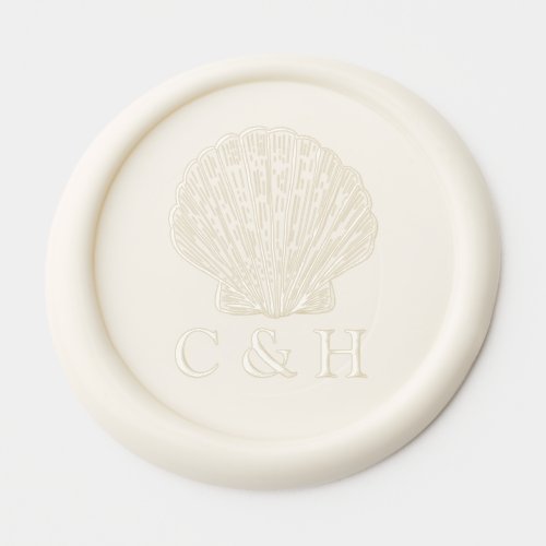 Coastal Seashell Monogram Wax Seal Sticker