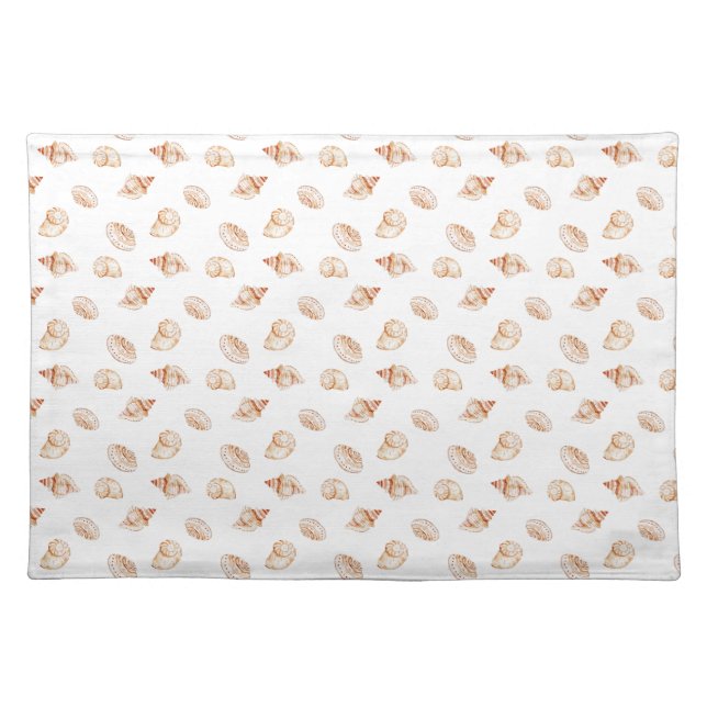 Coastal Seashell Oceanside Beach Nautical Cloth Placemat (Front)