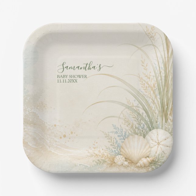 Coastal Seashell Paper Plates (Front)
