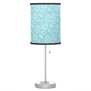 Coastal Seashell Pattern Blue Table Lamp