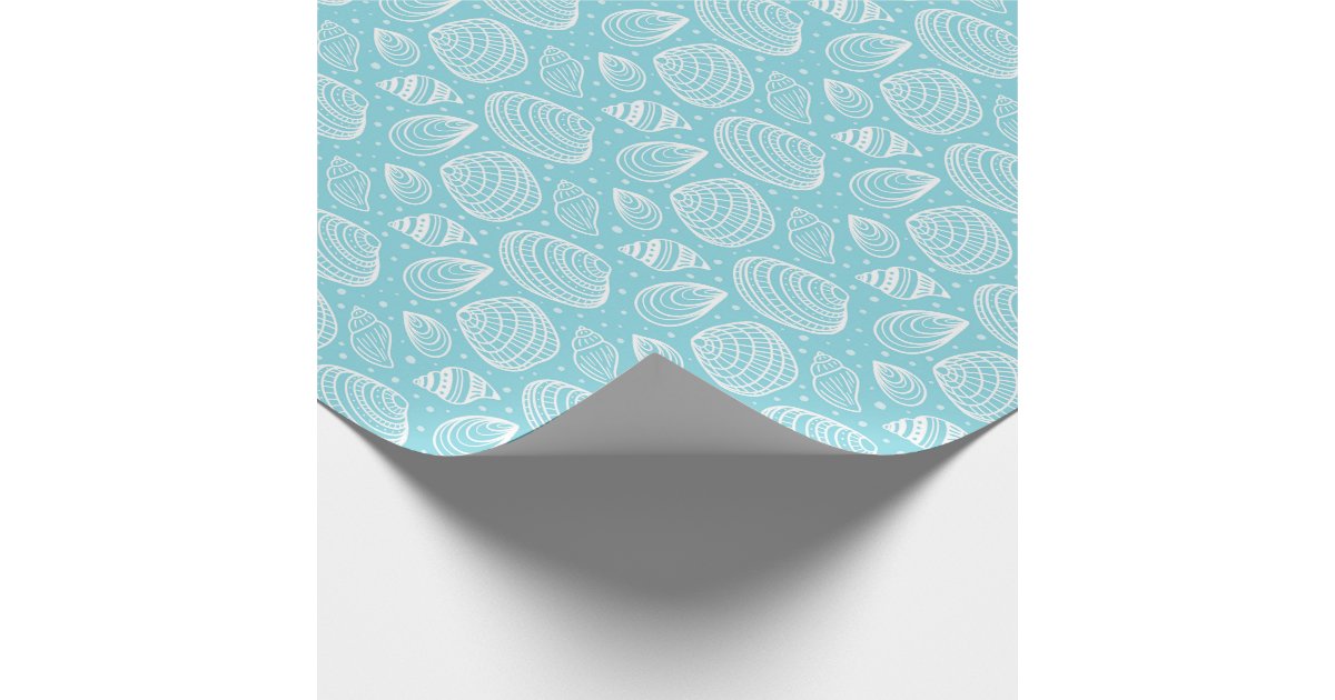 Seashell Wrapping Paper Nautical Beach Shell Gift Wrap Coral