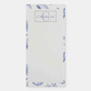 Coastal Seashell Sketch, Custom Monogram Dog Pet Magnetic Notepad