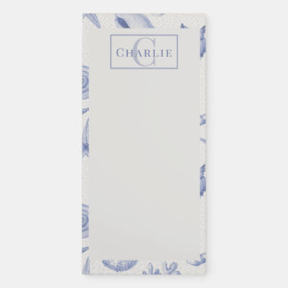 Coastal Seashell Sketch, Custom Monogram Dog Pet Magnetic Notepad