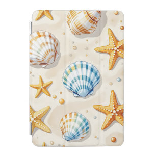 Coastal Seashell Starfish Beach Pattern iPad Mini Cover