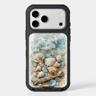 Coastal Seashell Watercolor Driftwood Scene iPhone 17 Pro Max Case