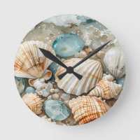 Coastal Seashell Watercolor Driftwood Scene