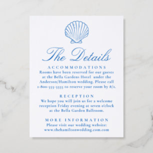 Coastal Seashell Wedding Details Letterpress Enclosure Card