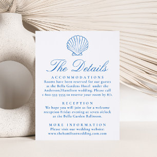 Coastal Seashell Wedding Details Letterpress Enclosure Card