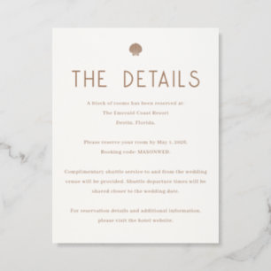 Coastal Seashell Wedding Details Letterpress Enclosure Card
