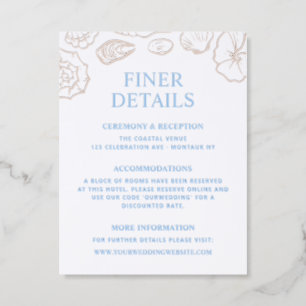 Coastal Seashell Wedding Details Letterpress Enclosure Card
