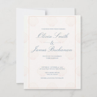 Coastal Seashell Wedding Invite Minimalist